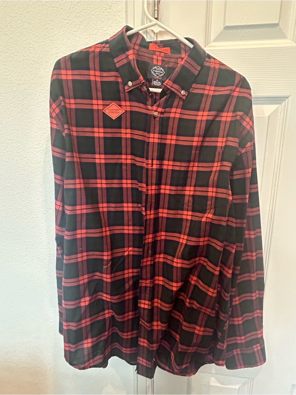 St. John's Bay Red and Black Plaid Button-Down Shirt